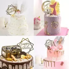 12 Glitter Birthday Cake & Cupcake Toppers - Party Dessert Decoration Supply