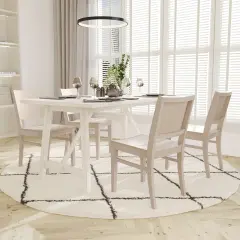 Emma and Oliver Spencer Set of 2 Dining Chairs with Curved Backrests and Solid Wood Constructions Antique White