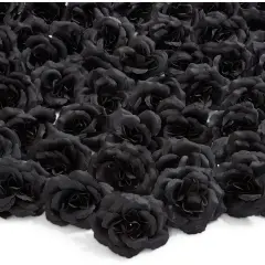 50 Pack Stemless Artificial Silk Roses Black