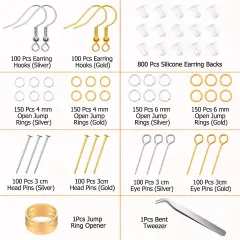 2000 Pieces Hypoallergenic Earring Making Kit, Earring Making Supplies Kit with Hypoallergenic Hooks, Earring Findings, Backs, Pins Jump Rings for Jewelry Making Supplies