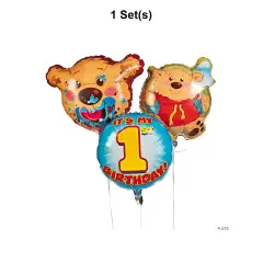 1st Birthday Bear Mylar Balloonst - 3 Pc.