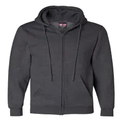 Bayside&reg; USA-Made Full Zip Hooded Sweatshirt Charcoal Heather