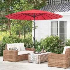9 Feet Round Patio Umbrella With 18 Fiberglass Ribs Wine