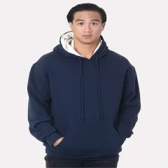 Bayside&reg; Super Heavy Thermal Lined Hooded Sweatshirt Navy/ Cream
