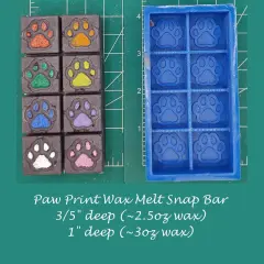 Paw Prints Wax Melt Snap Bar Silicone Mold