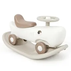 Plastic Convertible Rocking Horse & Sliding Car with Detachable Balance Board White