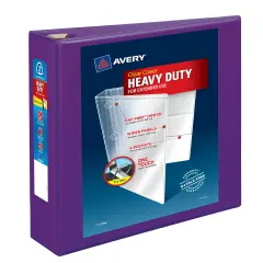 Avery Heavy-Duty View 3 Ring Binder, 2" One Touch EZD Rings, 540-Sheet Capacity, 2.8 Inch Wide Spine, Great for Home, School Supplies, Office, or Organization Needs, 1 Purple Binder (79777)