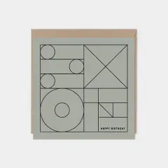 Geo Modern Line Art Card V, Happy