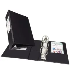 Avery Mini 3 Ring Binder, 5.5" x 8.5", 2" Round Rings, 375-Sheet Capacity, 2.8 Inch Wide Spine, Great for Home, School Supplies, Office, or Organization Needs, 1 Black Binder (27554)