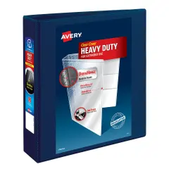 Avery Heavy-Duty View 3 Ring Binder, 2" One Touch EZD Rings, 1 Navy Blue Binder (79802)