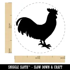 Rooster Chicken Standing Solid Self-Inking Rubber Stamp for Stamping Crafting Planners Pink