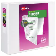 Avery Durable View 3 Ring Binder, 3" Slant Rings, 1 White Binder (17042)