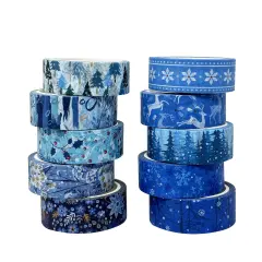 Wrapables Winter Season Washi Set for Arts & Crafts, Scrapbooking, Stationery, Diary Blue Winter