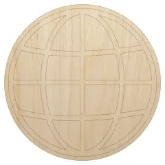 Globe Planet Earth Symbol Unfinished Wood Shape Piece Cutout for DIY Craft Projects