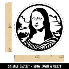 Mona Lisa Painting by Leonardo Da Vinci Self-Inking Rubber Stamp for Stamping Crafting Planners Pink