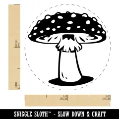 Amanita Muscaria Fly Agaric Poisonous Mushroom Whimsical Toadstool Self-Inking Rubber Stamp for Stamping Crafting Planners Lime Green