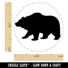 Fuzzy Grizzly Bear Silhouette Self-Inking Rubber Stamp for Stamping Crafting Planners Blue
