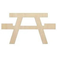Picnic Table Solid Unfinished Wood Shape Piece Cutout for DIY Craft Projects