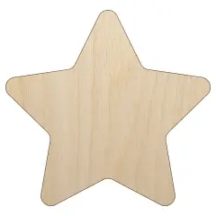 Star Curved Points Unfinished Wood Shape Piece Cutout for DIY Craft Projects