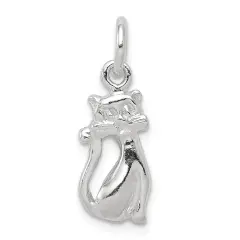 Sterling Silver Cat Charm Pendant Kitty Jewelry 17mm x 8mm