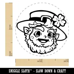 Cute Saint Patrick's Day Leprechaun Head Self-Inking Rubber Stamp for Stamping Crafting Planners Red