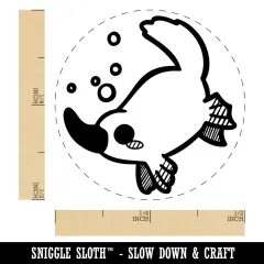 Swimming Kawaii Chibi Duck Billed Platypus Self-Inking Rubber Stamp for Stamping Crafting Planners Sky Blue
