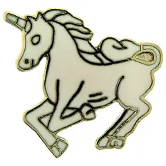 Unicorn Pin White 1"