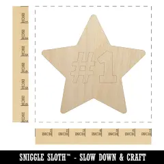 #1 Number One in Star Unfinished Wood Shape Piece Cutout for DIY Craft Projects