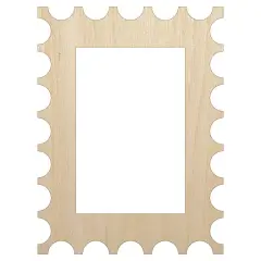 Postage Stamp Border Unfinished Wood Shape Piece Cutout for DIY Craft Projects