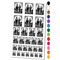 Cowboy with Guns and Horse Temporary Tattoo Water Resistant Fake Body Art Set Collection Black