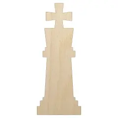 Chess King Piece Unfinished Wood Shape Piece Cutout for DIY Craft Projects
