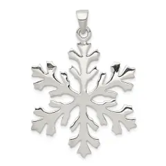 Sterling Silver Snowflake Pendant Charm Winter Jewelry 42 X 30mm 