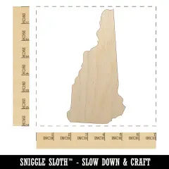 New Hampshire State Silhouette Unfinished Wood Shape Piece Cutout for DIY Craft Projects