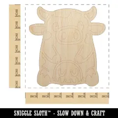 Cute Spotted Cow Sitting Unfinished Wood Shape Piece Cutout for DIY Craft Projects