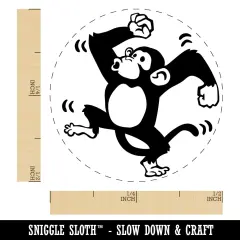 Fun Dancing Monkey Self-Inking Rubber Stamp for Stamping Crafting Planners Purple