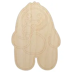 Yeti Abominable Snowman Eating Ice Cream Unfinished Wood Shape Piece Cutout for DIY Craft Projects