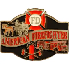 American Firefighter Pin Pewter 1"