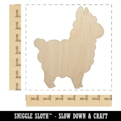 Chibi Little Llama Unfinished Wood Shape Piece Cutout for DIY Craft Projects