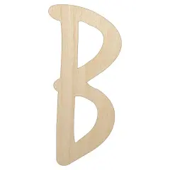 Letter B Uppercase Felt Marker Font Unfinished Wood Shape Piece Cutout for DIY Craft Projects