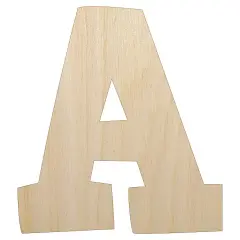 Letter A Uppercase Fun Bold Font Unfinished Wood Shape Piece Cutout for DIY Craft Projects