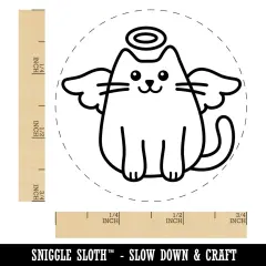 Cat Angel Self-Inking Rubber Stamp for Stamping Crafting Planners Blue