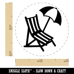 Beach Lounge Chair and Umbrella Self-Inking Rubber Stamp Ink Stamper for Stamping Crafting Planners Brown