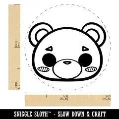 Charming Kawaii Chibi Bear Face Blushing Cheeks Self-Inking Rubber Stamp for Stamping Crafting Planners Fuchsia