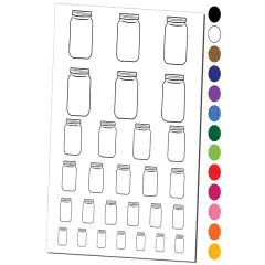 Empty Fillable Glass Mason Jar Temporary Tattoo Water Resistant Fake Body Art Set Collection Light Blue