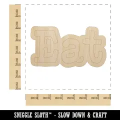 Eat Fun Text Unfinished Wood Shape Piece Cutout for DIY Craft Projects