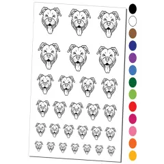 Happy Pit Bull Face Temporary Tattoo Water Resistant Fake Body Art Set Collection Black