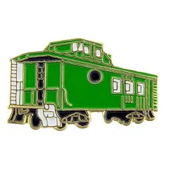 Caboose Railroad Pin Green 1"