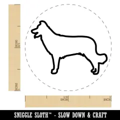 Border Collie Dog Outline Self-Inking Rubber Stamp for Stamping Crafting Planners Blue