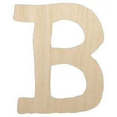Letter B Uppercase Cute Typewriter Font Unfinished Wood Shape Piece Cutout for DIY Craft Projects