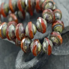 Orange Opal Picasso Saturn Beads - Choose Your Size